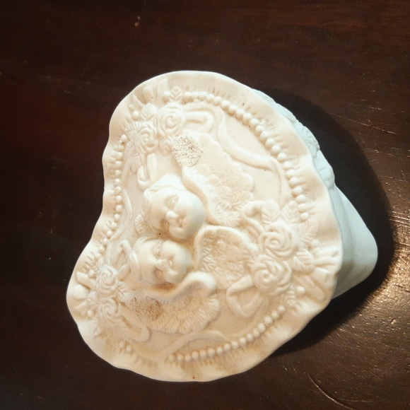 Other - Porcelain heart shape angels cupid trinket jewelry box with lid